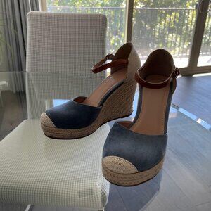 Summer Espadrille Heel Platform Wedge Sandals Ankle Buckle Strap Closed Toe Shoe